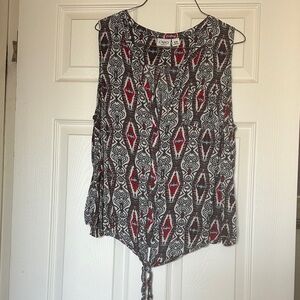Cato Geometric Black and Red Sleeveless Blouse